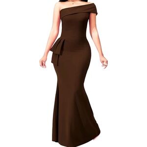 🆕Women Bodycon Long Maxi Sexy Floor Length Mermaid Dress in Chocolate Brown
